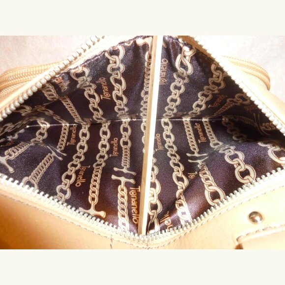 TIGNANELLO TAN LEATHER SHOULDER/SATCHEL HANDBAG, SILVER TONE HARDWARE - Picture 5 of 7